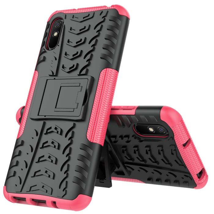Bild 3, Xiaomi Redmi 9A - Stöttåligt Skal med Stöd - Rosa