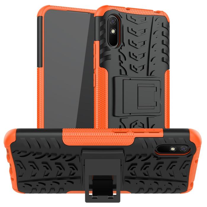 Bild 1, Xiaomi Redmi 9A - Stöttåligt Skal med Stöd - Orange
