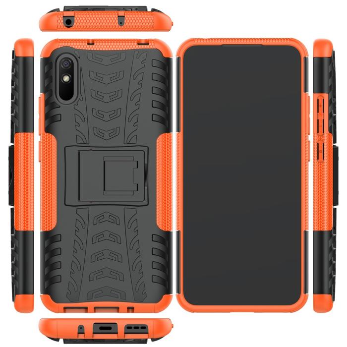 Bild 2, Xiaomi Redmi 9A - Stöttåligt Skal med Stöd - Orange