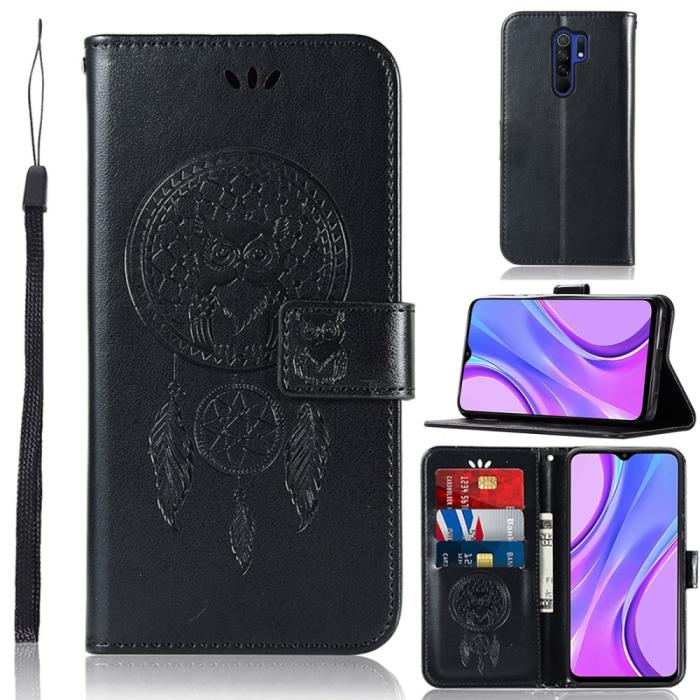 Bild 1, Xiaomi Redmi 9 - Dream Catcher Owl Fodral - Svart