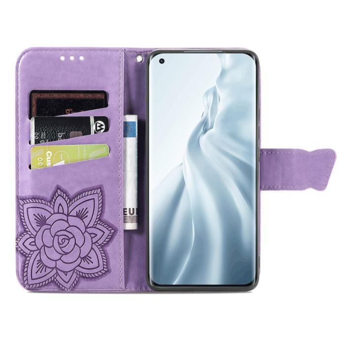 Bild 4, Xiaomi Mi 11 - Butterfly Läder Fodral - Ljus Lila