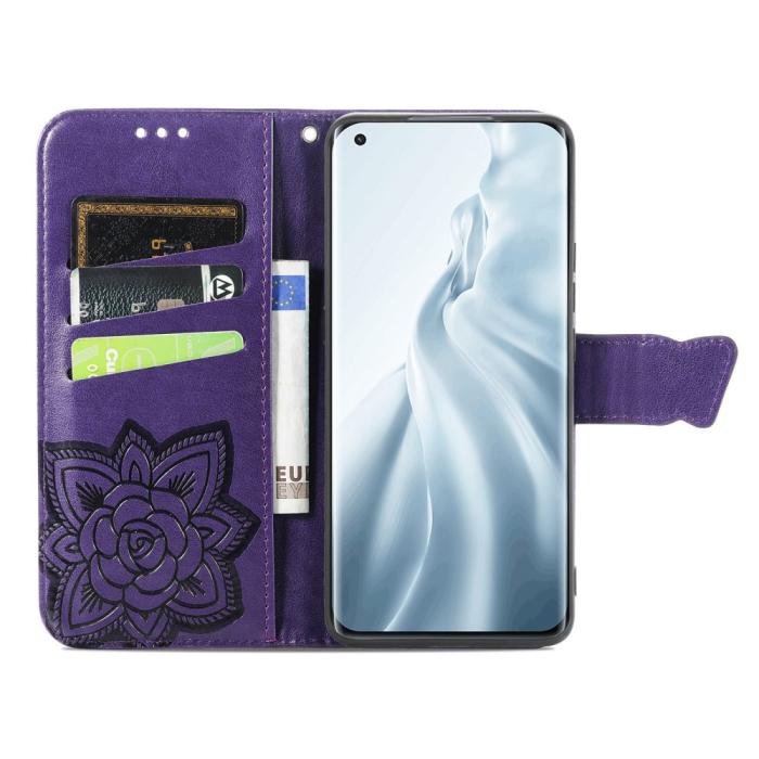 Bild 4, Xiaomi Mi 11 - Butterfly Läder Fodral - Lila