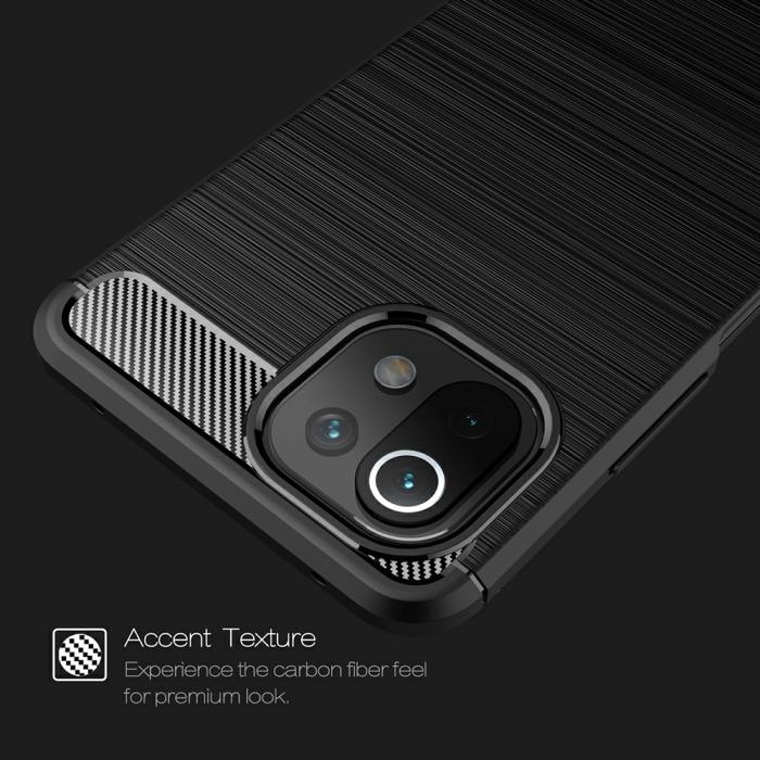 Bild 3, Xiaomi Mi 11 Lite - Borstad Stål Textur Skal - Svart