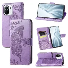 Xiaomi Mi 11 - Butterfly Läder Fodral - Ljus Lila