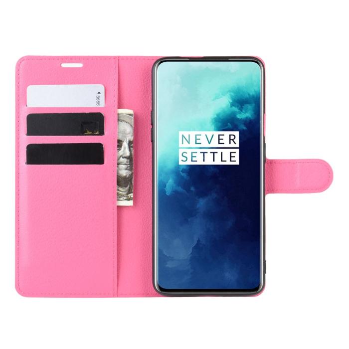 Bild 5, OnePlus 7T Pro - Litchi Plånboksfodral - Rosa
