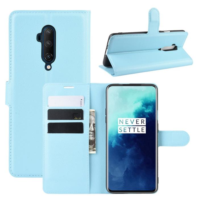 Bild 1, OnePlus 7T Pro - Litchi Plånboksfodral - Ljus Blå