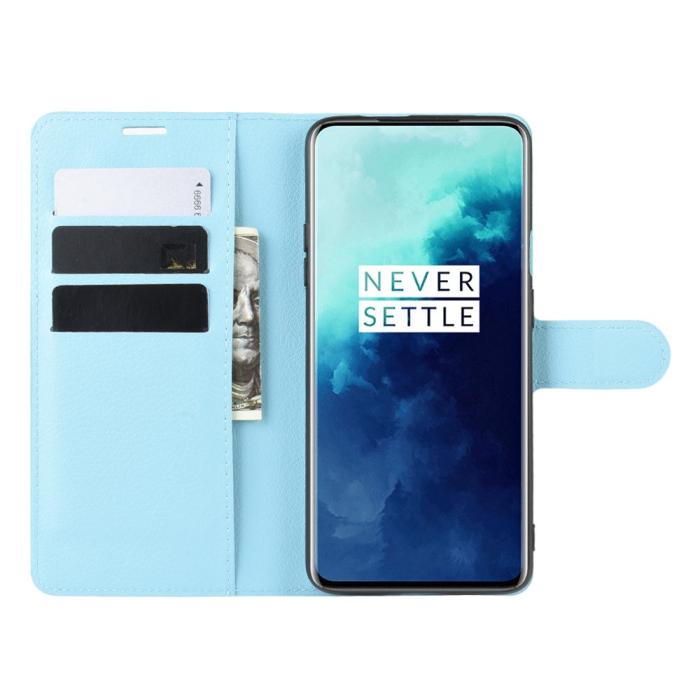 Bild 5, OnePlus 7T Pro - Litchi Plånboksfodral - Ljus Blå