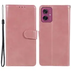 Motorola Moto G55 5G Pl&aring;nboksfodral L&auml;der Ros&eacute;guld