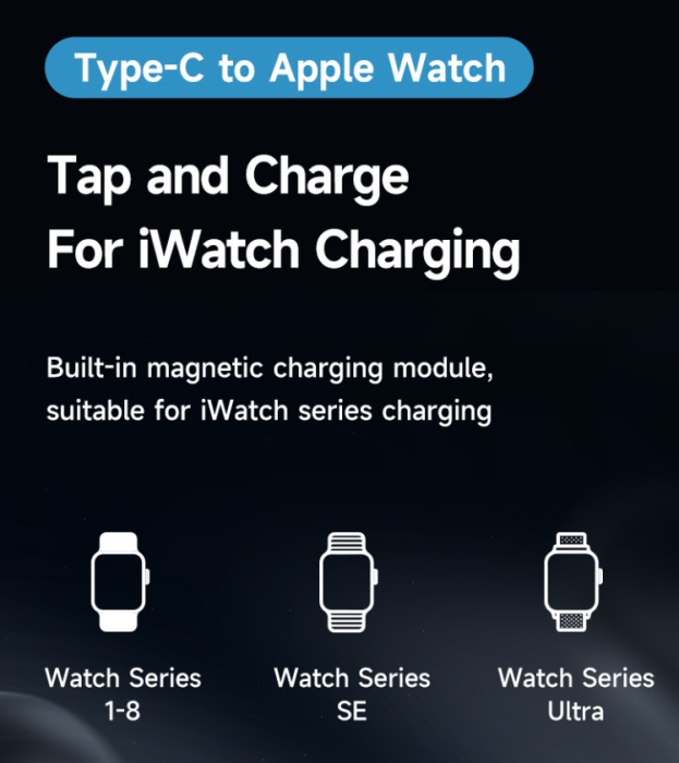 Bild 7, Mcdodo 1.2m 3in1 USB-C Till USB-C 100W/Lightning/Apple Watch