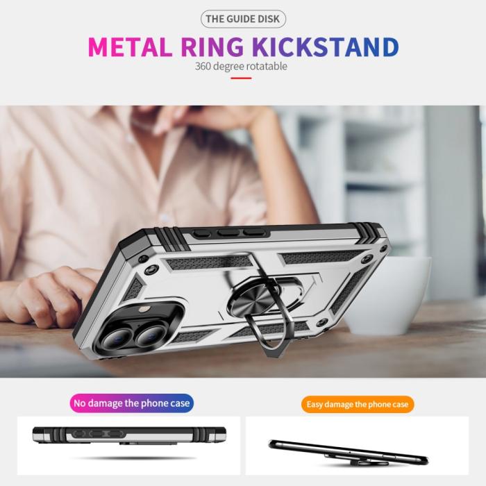 Bild 2, iPhone 16 Plus Skal Med Ring Hybrid Silver