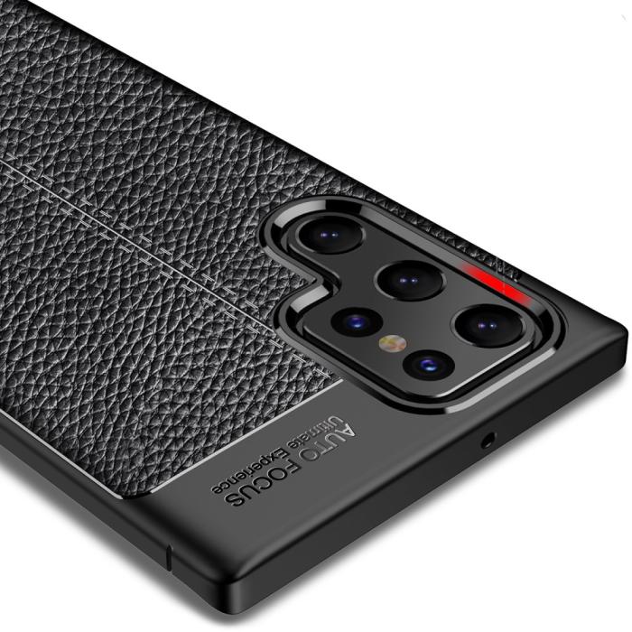 Bild 5, Samsung Galaxy S22 Ultra Skal Litchi Textur Svart