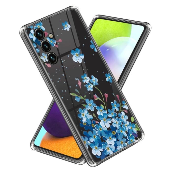 Bild 1, Samsung Galaxy A15 5G Skal TPU Med Tryck Blå Blommor