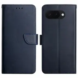 Google Pixel 9a Fodral Äkta Läder Mörk Blå