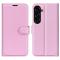 Samsung Galaxy S23 FE Fodral Litchi Textur Ljus Rosa