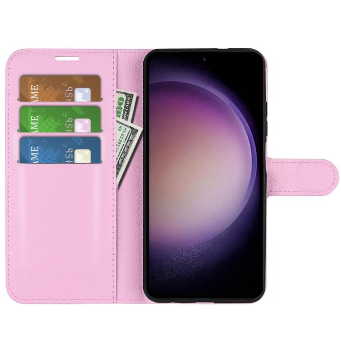 Bild 2, Samsung Galaxy S23 FE Fodral Litchi Textur Ljus Rosa