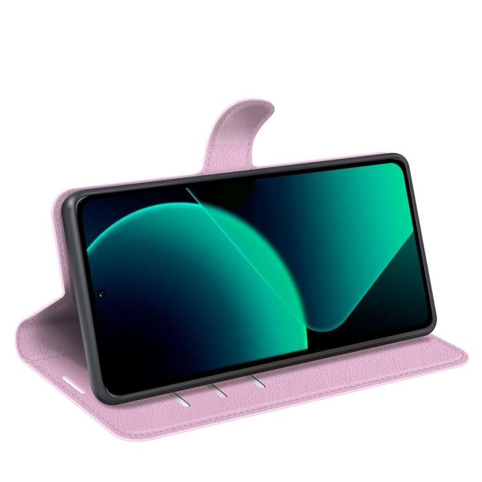 Bild 3, Xiaomi 13T / 13T Pro Fodral Litchi Läder Ljus Rosa