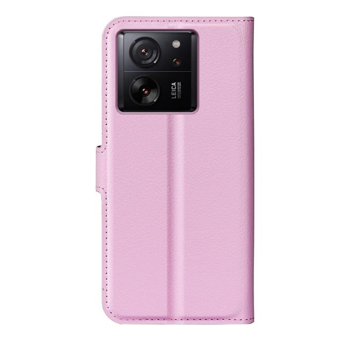 Bild 6, Xiaomi 13T / 13T Pro Fodral Litchi Läder Ljus Rosa