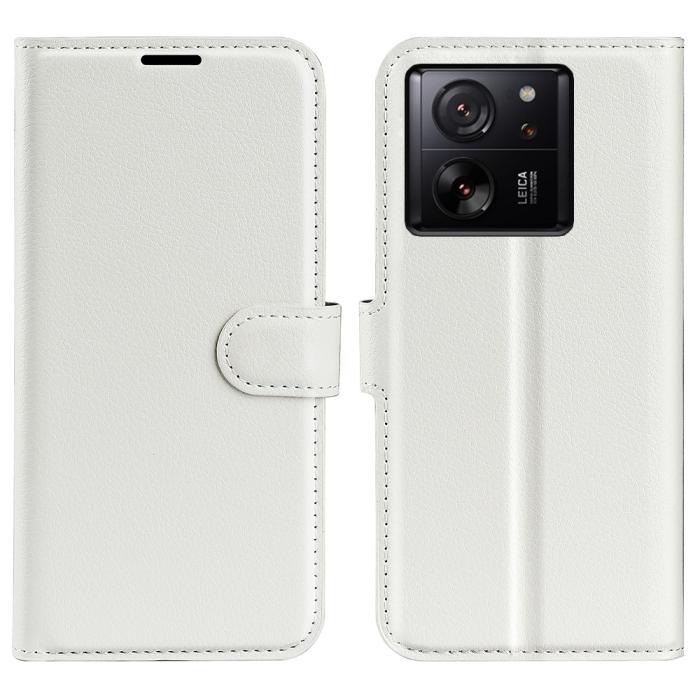Bild 1, Xiaomi 13T / 13T Pro Fodral Litchi Läder Vit