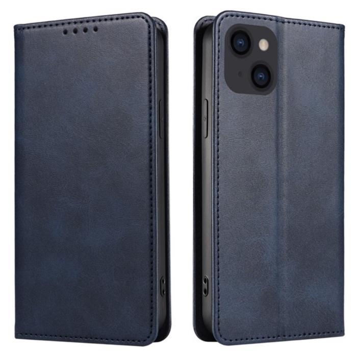 Bild 1, iPhone 15 Fodral Flip Läder Blå