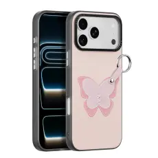 DUX DUCIS iPhone 18 Pro/17 Pro Skal PU-L&auml;der Fj&auml;ril Ljusrosa
