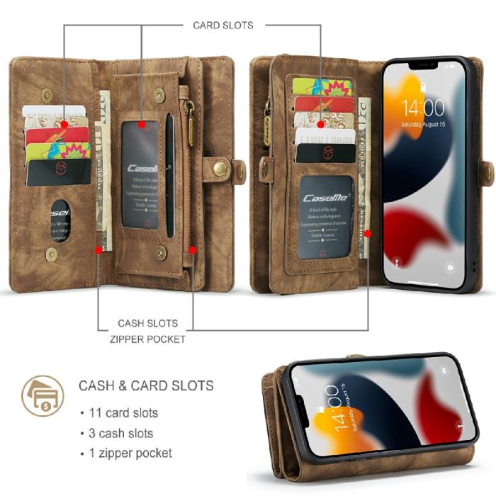 Bild 2, CASEME iPhone 13 Pro Max Fodral/Skal Magnet 2in1 Multifunktionell Brun