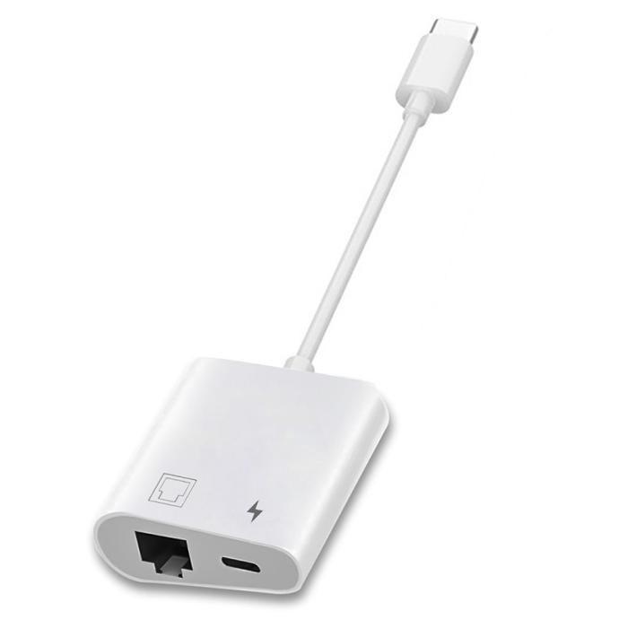 Bild 3, USB-C Till RJ45 / USB-C PD Adapter Vit
