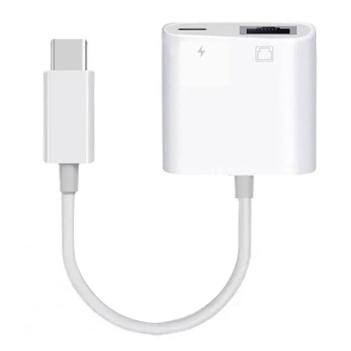Bild 4, USB-C Till RJ45 / USB-C PD Adapter Vit