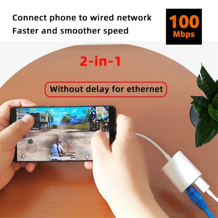 Bild 5, USB-C Till RJ45 / USB-C PD Adapter Vit