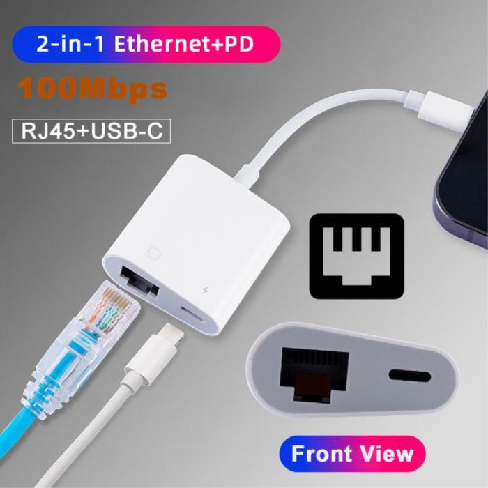 Bild 6, USB-C Till RJ45 / USB-C PD Adapter Vit