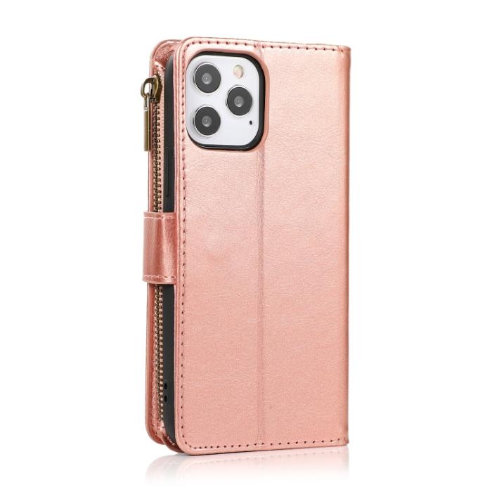Bild 3, iPhone 14 Fodral 9-kort Multifunktionell Läder Roséguld