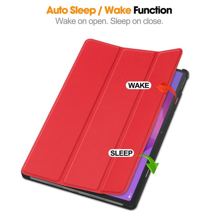 Bild 3, Lenovo Idea Tab Pro Fodral Tri-Fold Läder Röd