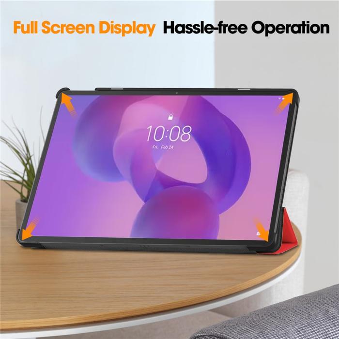 Bild 6, Lenovo Idea Tab Pro Fodral Tri-Fold Läder Röd