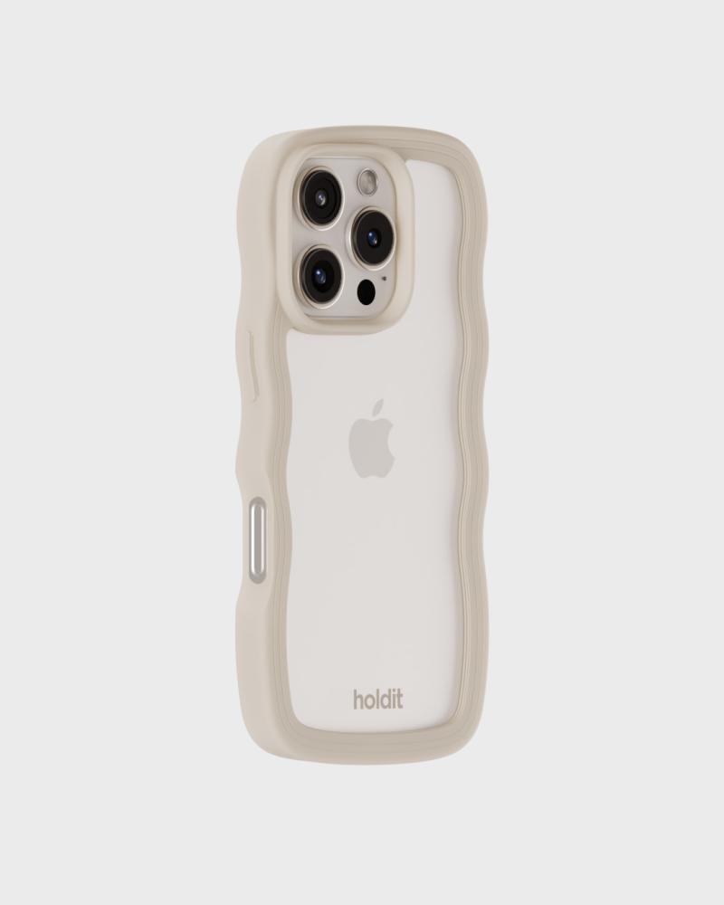 holdit iPhone 16 Pro Skal Wavy Light Beige/Transparent