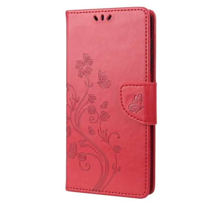 Bild 2, Motorola Moto G52/G82 Fodral Blommigt Tryck Röd