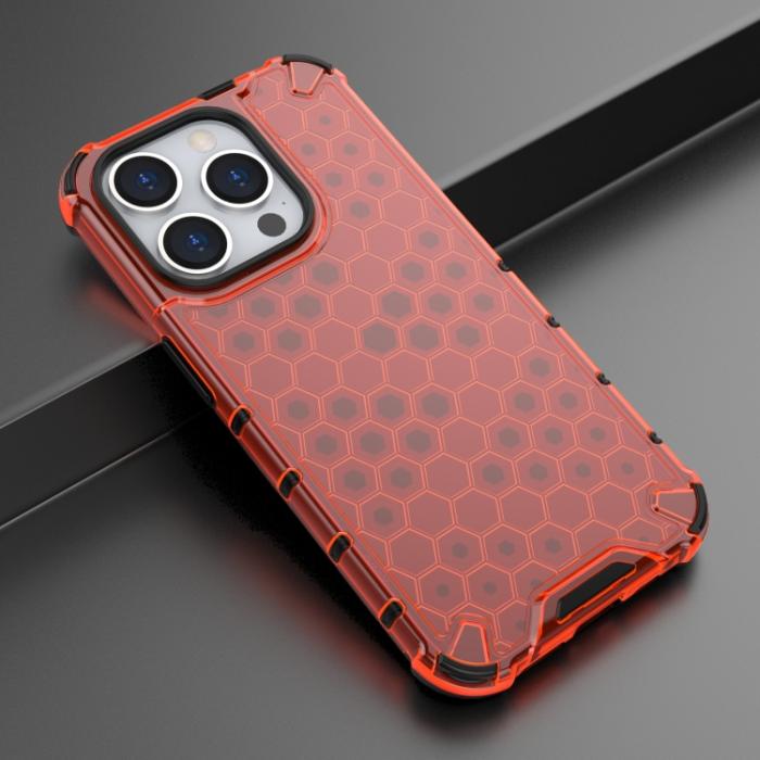 Bild 2, iPhone 15 Pro Skal Shockproof Honeycomb Röd