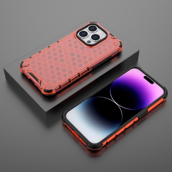 Bild 3, iPhone 15 Pro Skal Shockproof Honeycomb Röd