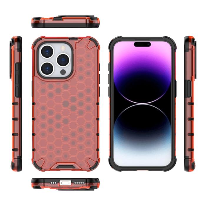 Bild 4, iPhone 15 Pro Skal Shockproof Honeycomb Röd