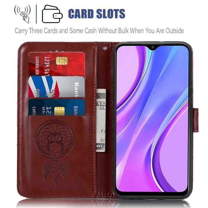 Bild 4, Xiaomi Redmi 9 - Dream Catcher Owl Fodral - Brun