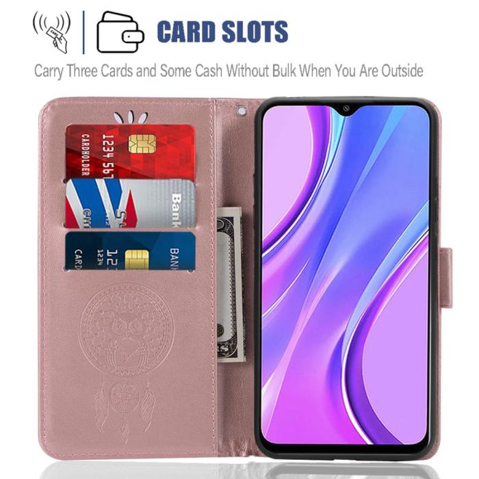 Bild 5, Xiaomi Redmi 9 - Dream Catcher Owl Fodral - Roséguld
