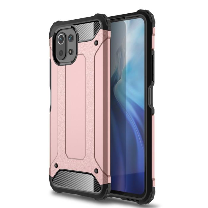 Bild 1, Xiaomi Mi 11 Lite - Shockproof Armor Hybrid Skal - Roséguld