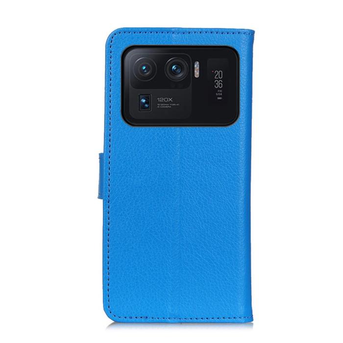 Bild 3, Xiaomi Mi 11 Ultra - Litchi Läder Fodral - Blå