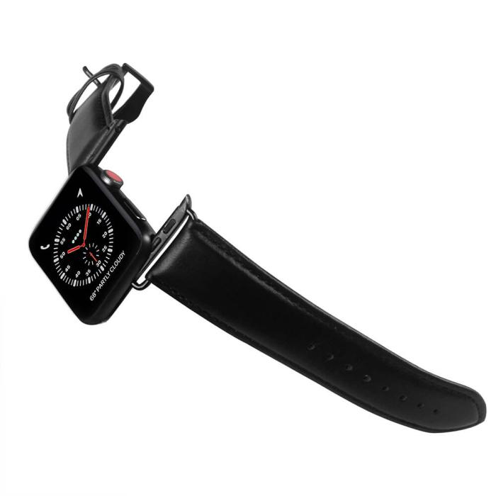 Bild 4, Buffalo Apple Watch 42/44/45/49 mm Armband Äkta Läder Svart