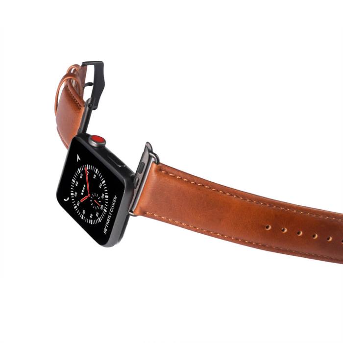 Bild 3, Buffalo Apple Watch 42/44/45/49 mm Armband Äkta Läder Brun