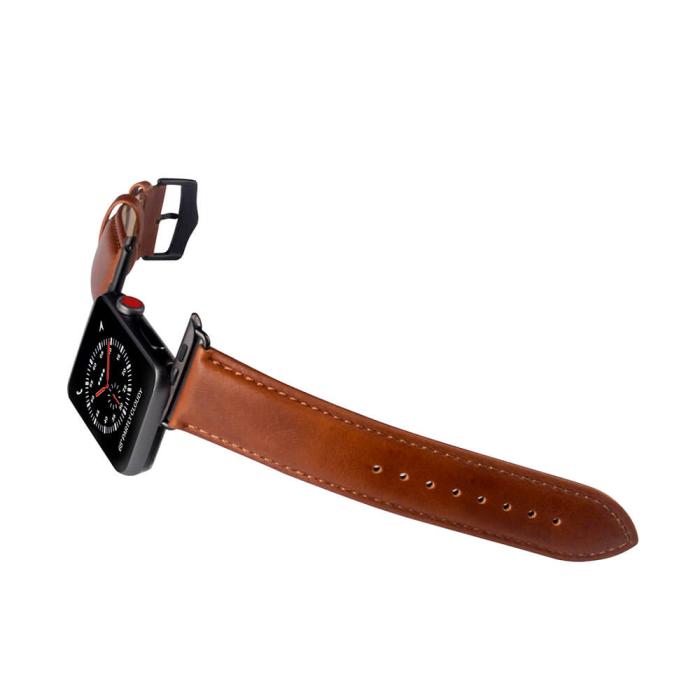 Bild 4, Buffalo Apple Watch 42/44/45/49 mm Armband Äkta Läder Brun