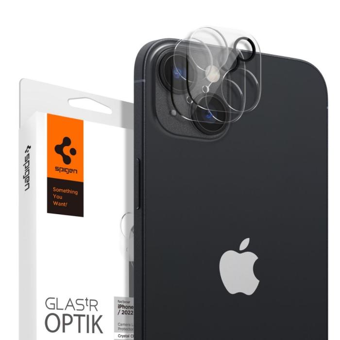 Bild 1, Spigen iPhone 14 / 14 Plus 2-PACK Optik GLAS.tR Linsskydd Svart