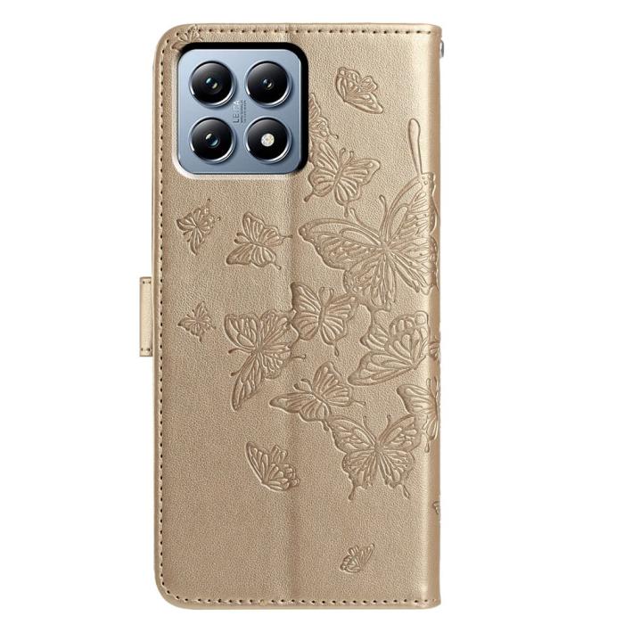 Bild 6, Xiaomi 15T Fodral Med Fjäril Tryck Guld