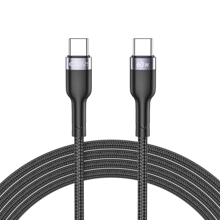 Bild 1, Tech-Protect 2m 60W 3A USB-C - USB-C UltraBoost Laddkabel Svart