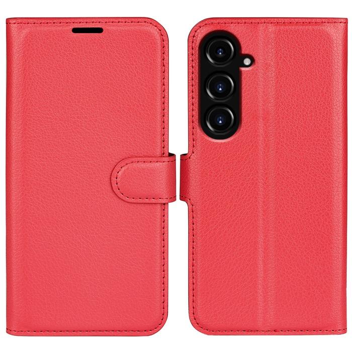 Bild 1, Samsung Galaxy S23 FE Fodral Litchi Textur Röd