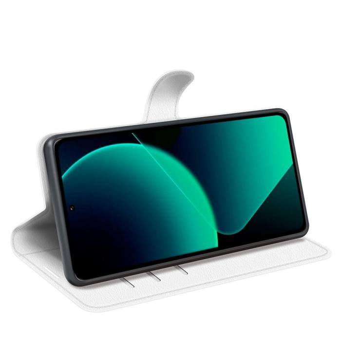 Bild 3, Xiaomi 13T / 13T Pro Fodral Litchi Läder Vit