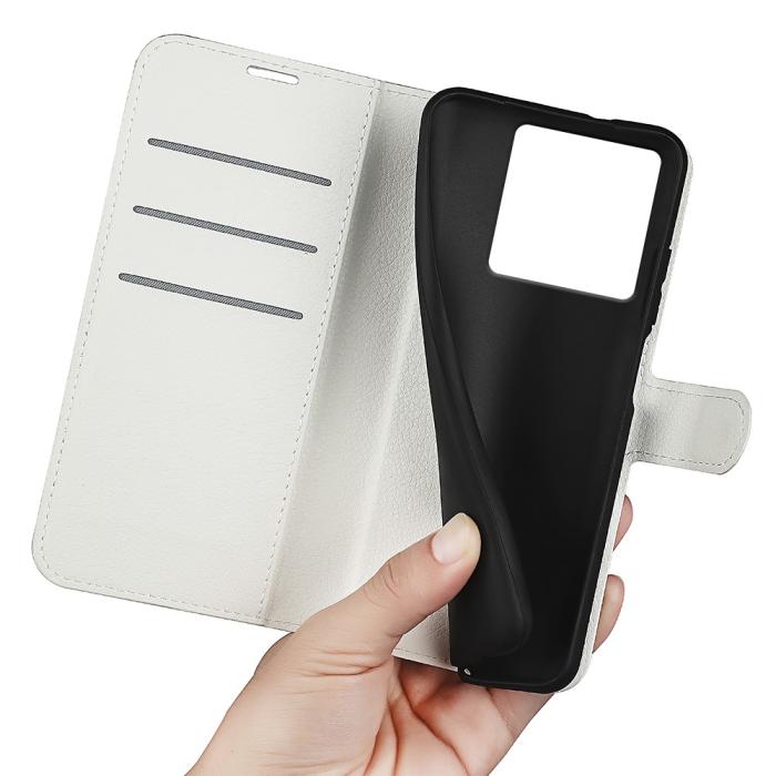 Bild 4, Xiaomi 13T / 13T Pro Fodral Litchi Läder Vit